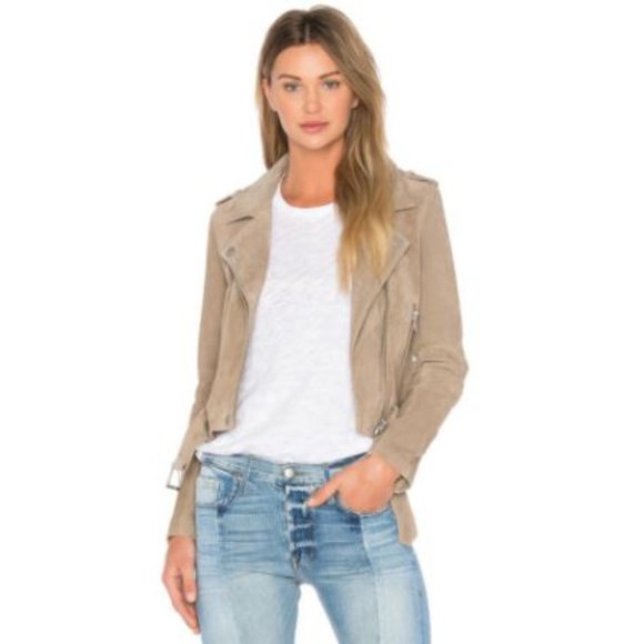 Blank NYC Jackets & Blazers - BLANK NYC Suede Moto Belted Jacket in Taupe Sand